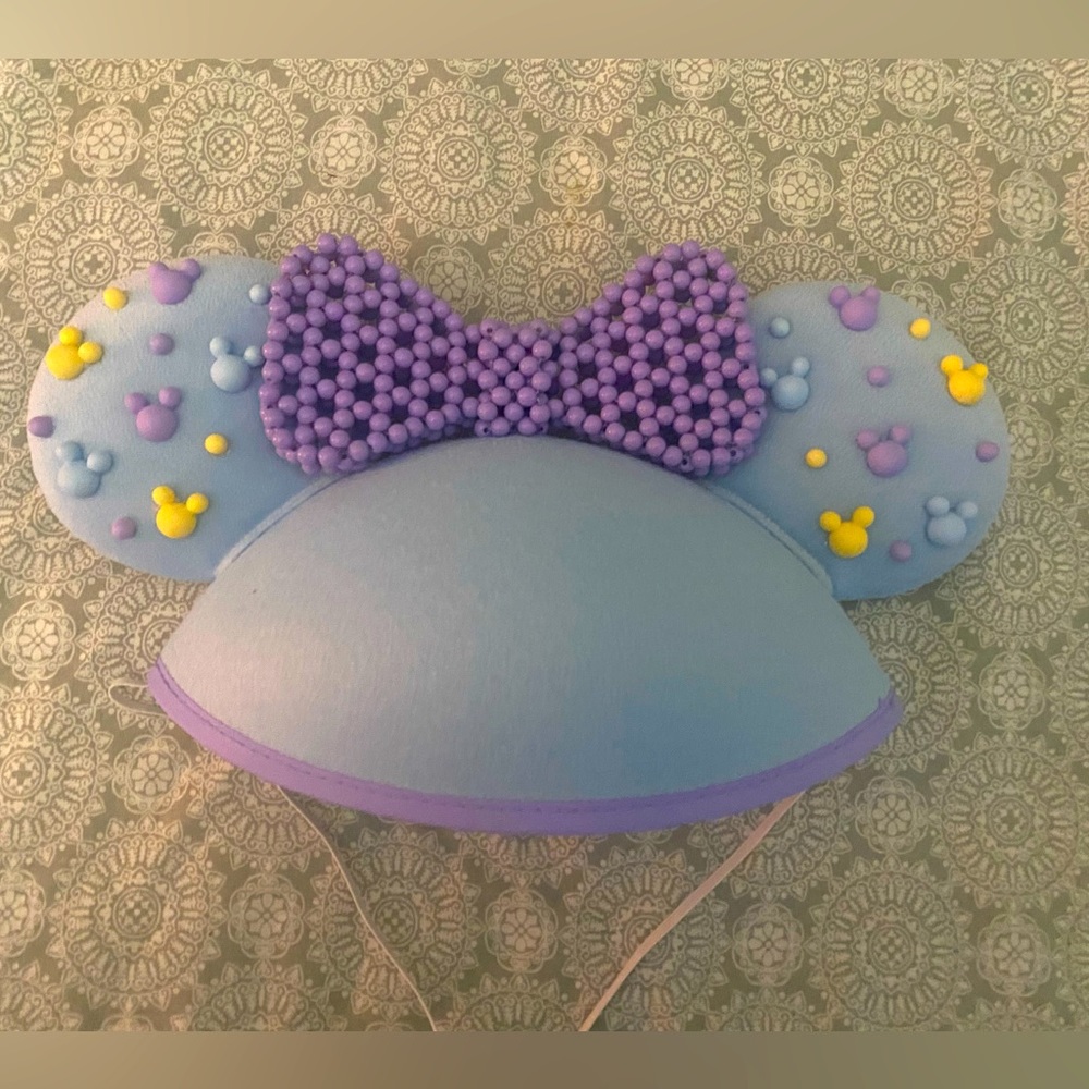 DLR Minnie Purple Beaded Bow Baby Blue Ear hat NEW 2023💜💙💛✨